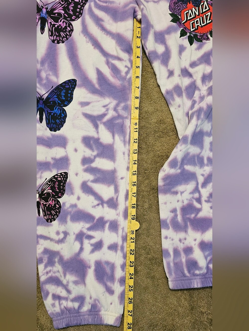 Santa Cruz Purple Butterfly Tie Dye Sweatpants - Picture 3 of 6
